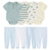 8-Piece Newborn Baby Clothes Set – Cotton Bodysuits & Pants for 0–12M Boys & Girls - Himpall